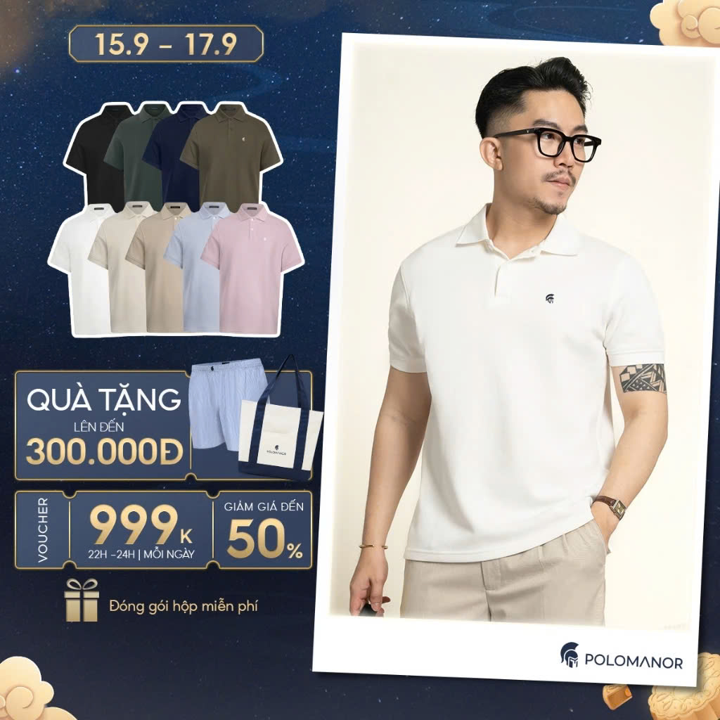 Áo polo nam BASIC SYMBOL vải cá sấu cotton